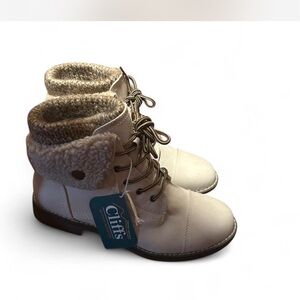 Cliffs by WHITE MOUNTAIN Cream and Brown Ankle Boots